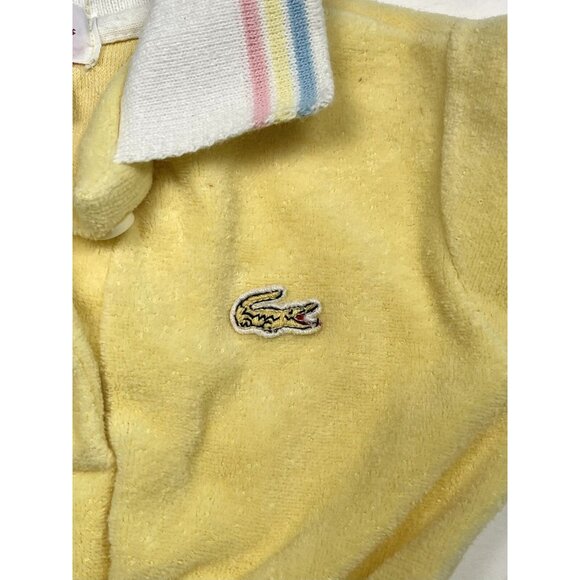 VTG 80s IZOD Lacoste Intant 18mos Yellow Terry Cloth L/S Collared DRESS EUC - Picture 2 of 8